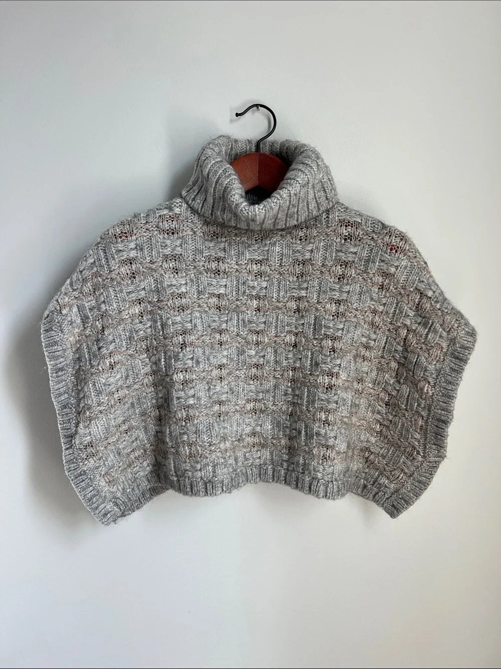 Gap | Kids Basketweave Poncho Marbled Gray Heather Knit Sweater #838530-00 Sz S